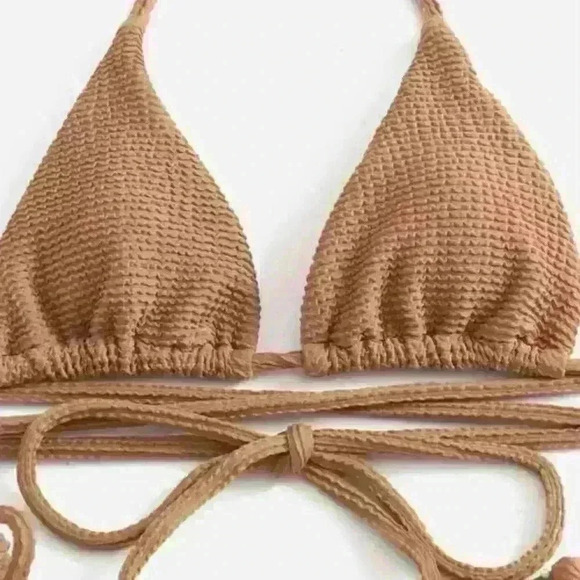 NWT Textured Triangle Wrap Around Tie Bikini SET - Picture 10 of 16